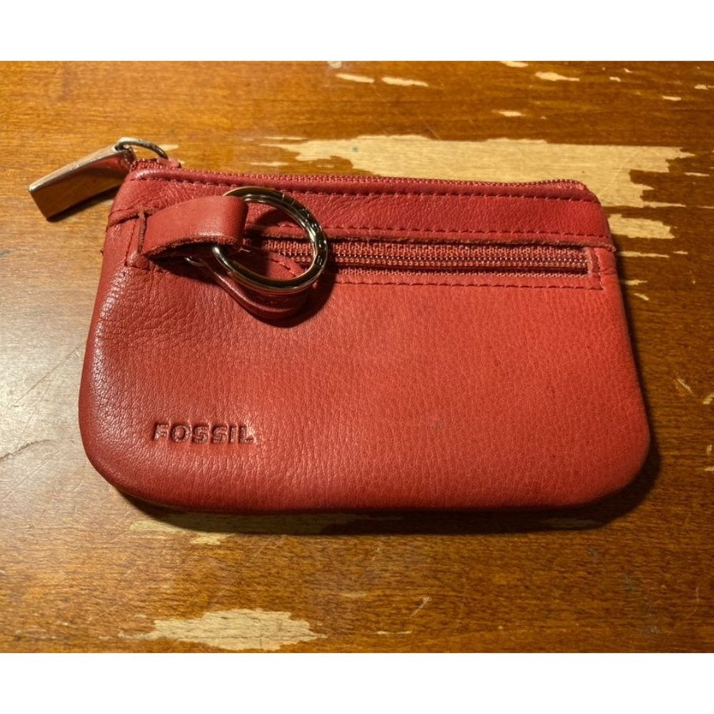 Red Fossil Card Holder Wallet